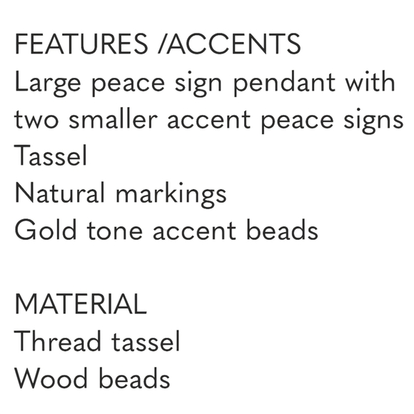 Peace Sign Tassel Wood Beaded Handmade Long Necklace - Picture 5 of 12